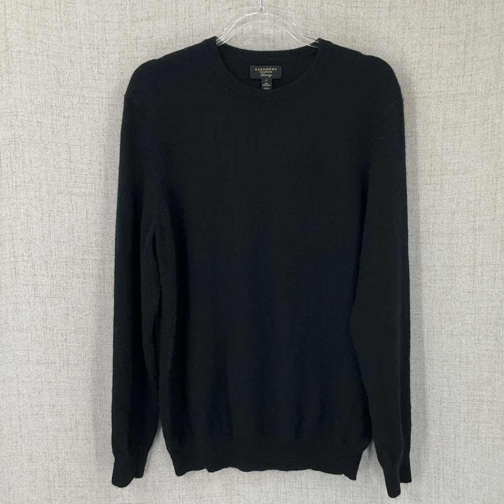 Club Room Sweater Mens Large Black Cashmere Luxury Classic Minimalist Crewneck